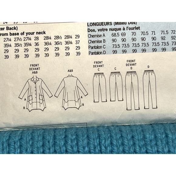 Butterick pattern 3759 top pants size 12 14 - Picture 7 of 9